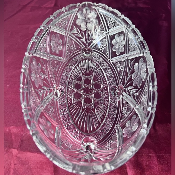 Vintage Crystal Dish with Floral Design - Picture 2 of 8